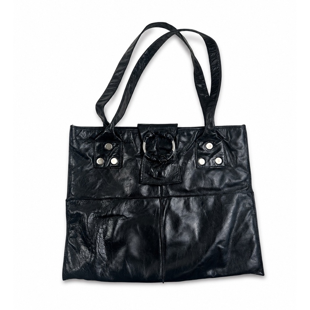 Allison Burns Vintage Y2K Black Leather Studded Hobo Bag Women's